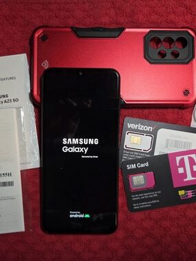 Samsung Galaxy Smartphone with Red Protective Case